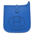 Hermes Shoulder Bag Evelyne TPM 16 Taurillon Clemence Blue Zelige Silver