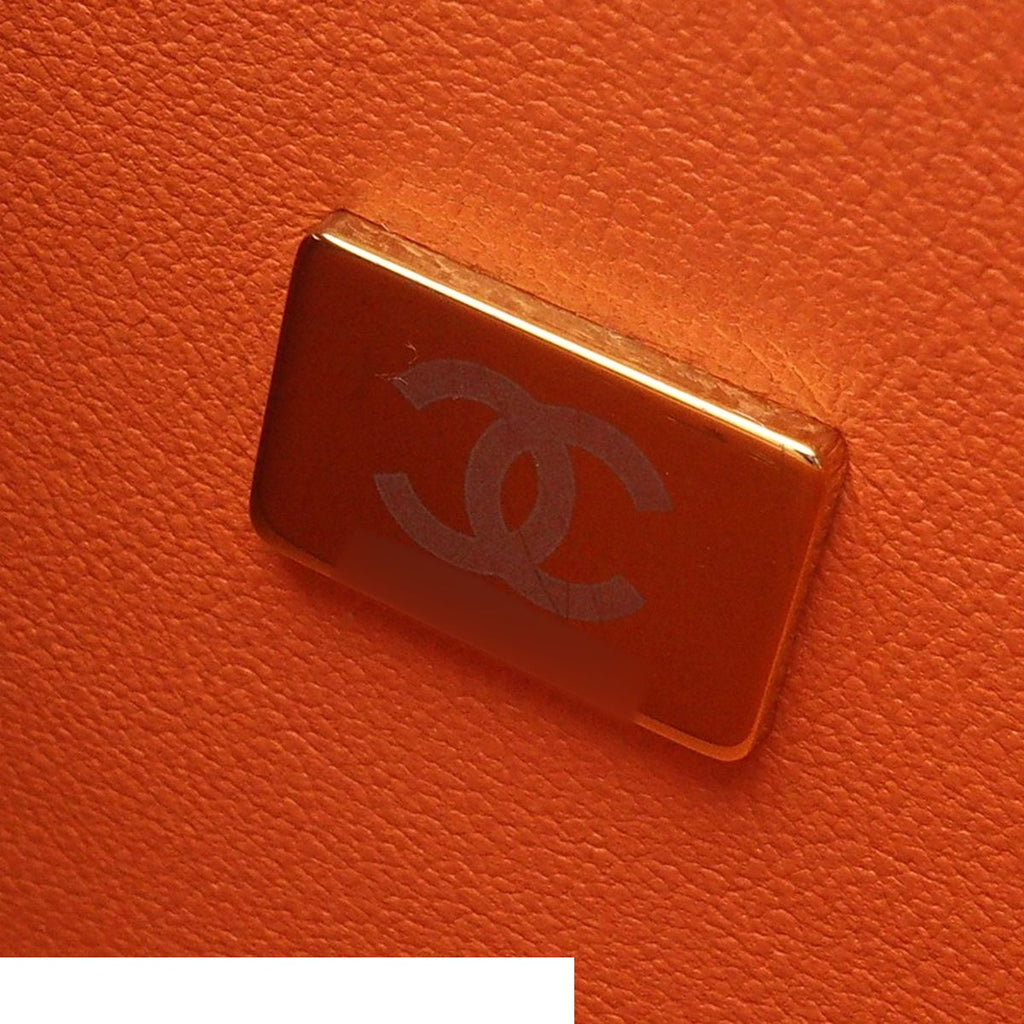 Chanel Chain Shoulder Bag Boy 20 Orange Gold Caviar Leather — view 7