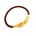 Hermes Bracelet Head Gold Plated Leather Brown — view 2