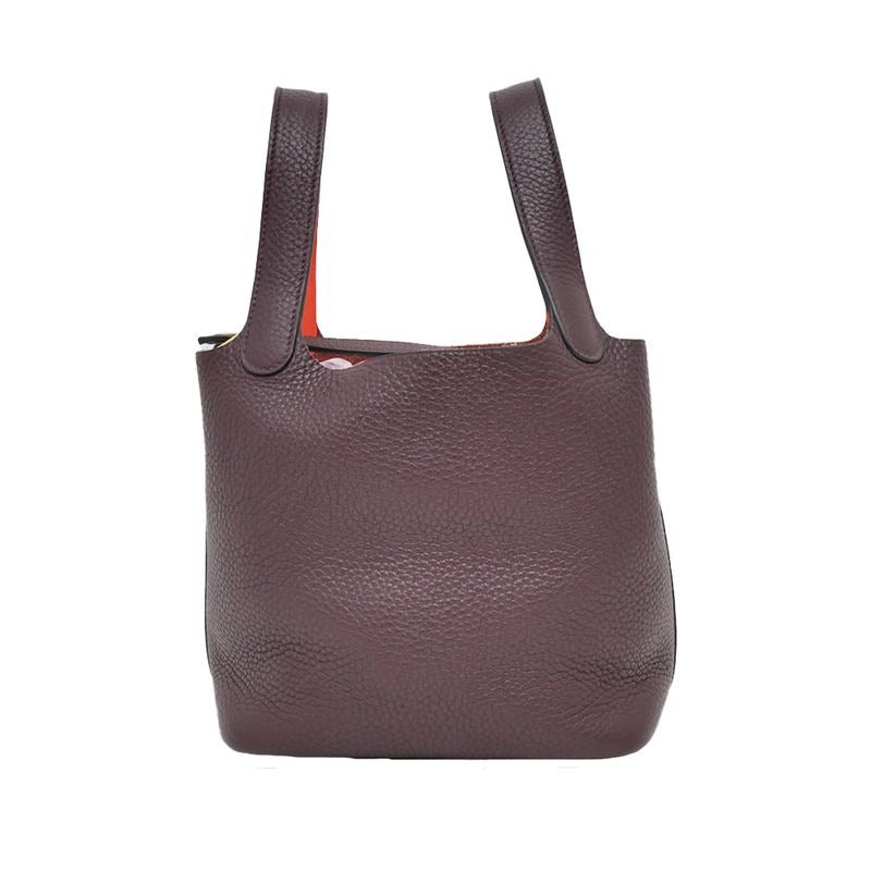 Hermes Picotin Lock PM 18 Eclat Handbag Purun Orange Poppy Taurillon