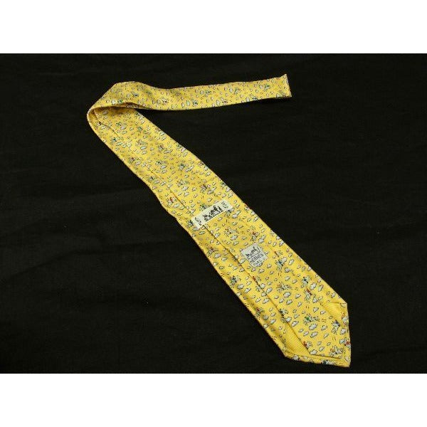 Hermes 100% Silk All-over Pattern Necktie Gentlemen Yellow And Multicolo — view 2