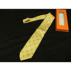 Hermes 100% Silk All-over Pattern Necktie Gentlemen Yellow And Multicolo