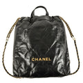 Chanel 22 Quilted Backpack Leather Black Knapsack Chain