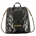 Chanel 22 Quilted Backpack Leather Black Knapsack Chain