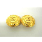 Chanel Coco Mark Clip-on Earrings Gold Metal Vintage