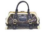 Louis Vuitton Monogram Shearling Storm Handbag Brown Patent Leather Sheepskin