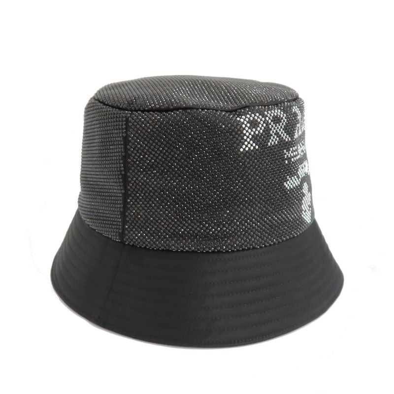 Prada Re-nylon Bucket Hat Black Studded Logo 2 Hc137 D0 S M Size — view 4