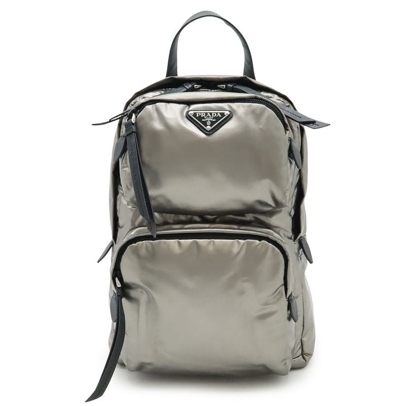 Prada Triangle Logo Body Bag Shoulder Crossbody Nylon Leather Ferro
