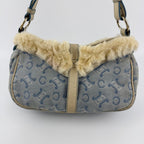 Celine C Macadam Shoulder Bag Blue Canvas Vintage — view 4