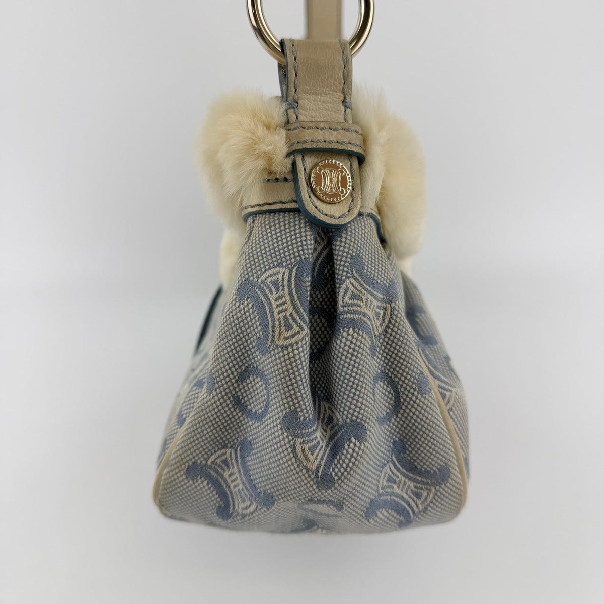 Celine C Macadam Shoulder Bag Blue Canvas Vintage — view 6