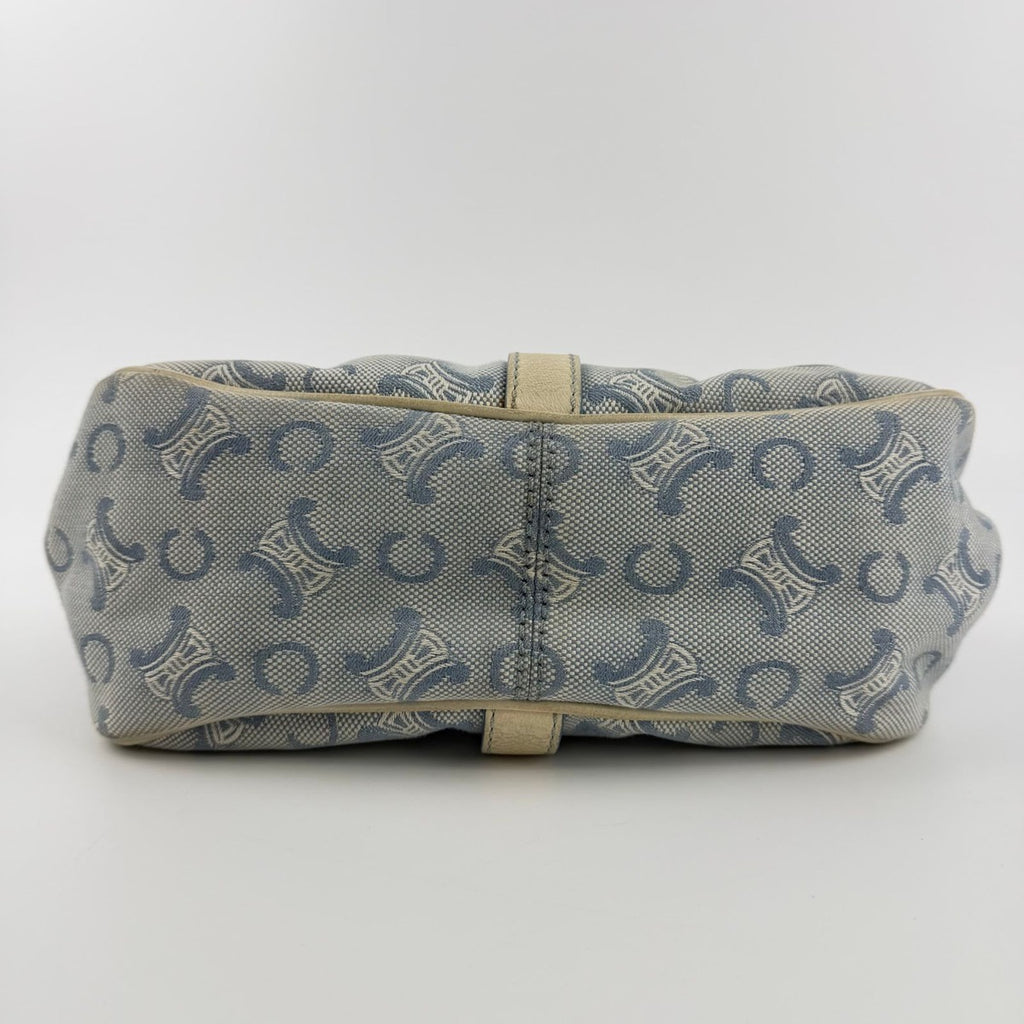 Celine C Macadam Shoulder Bag Blue Canvas Vintage — view 8