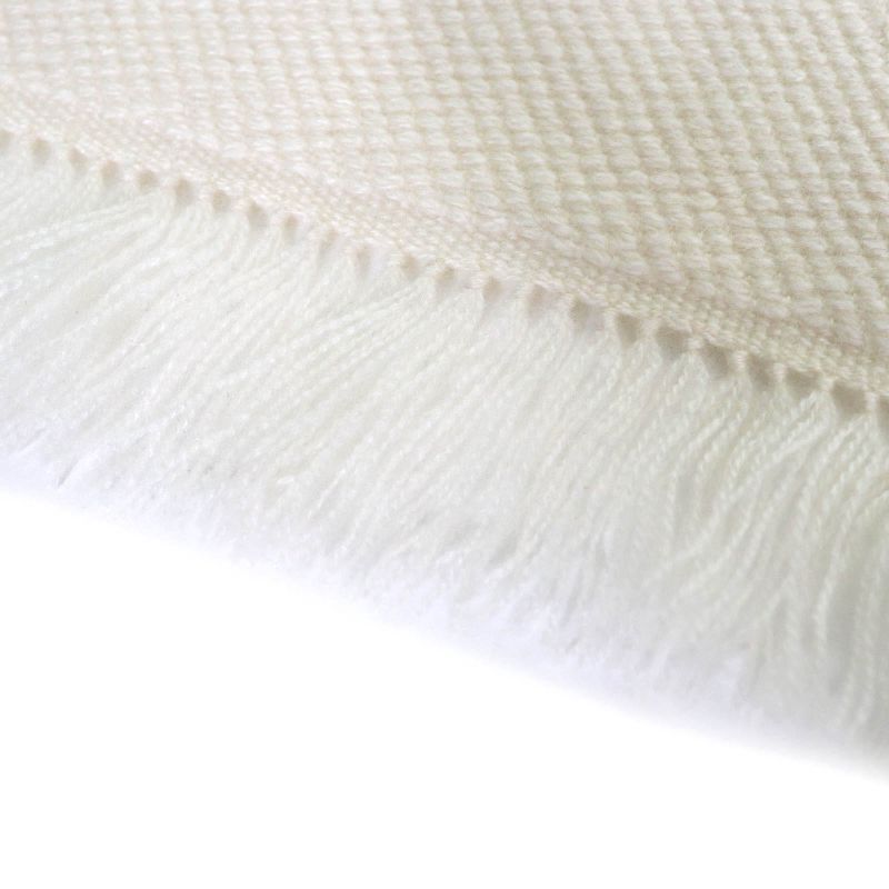 Hermes Chevron Zoom 100% Cashmere Leather With Logo Patch Fringe Shawl Scarf — view 5