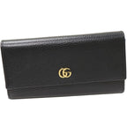 Gucci Long Zipper Wallet With Coin Purse GG Marmont Continental In Calf