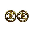 Chanel CC Logo Earrings Gold