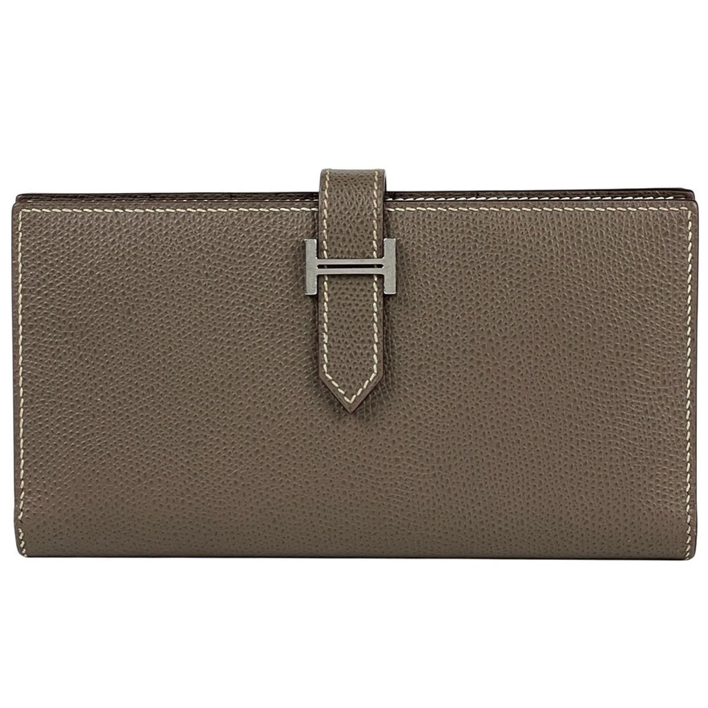 Hermes Bearn Souffle Logo Bifold Wallet Veau Epsom Etoupe