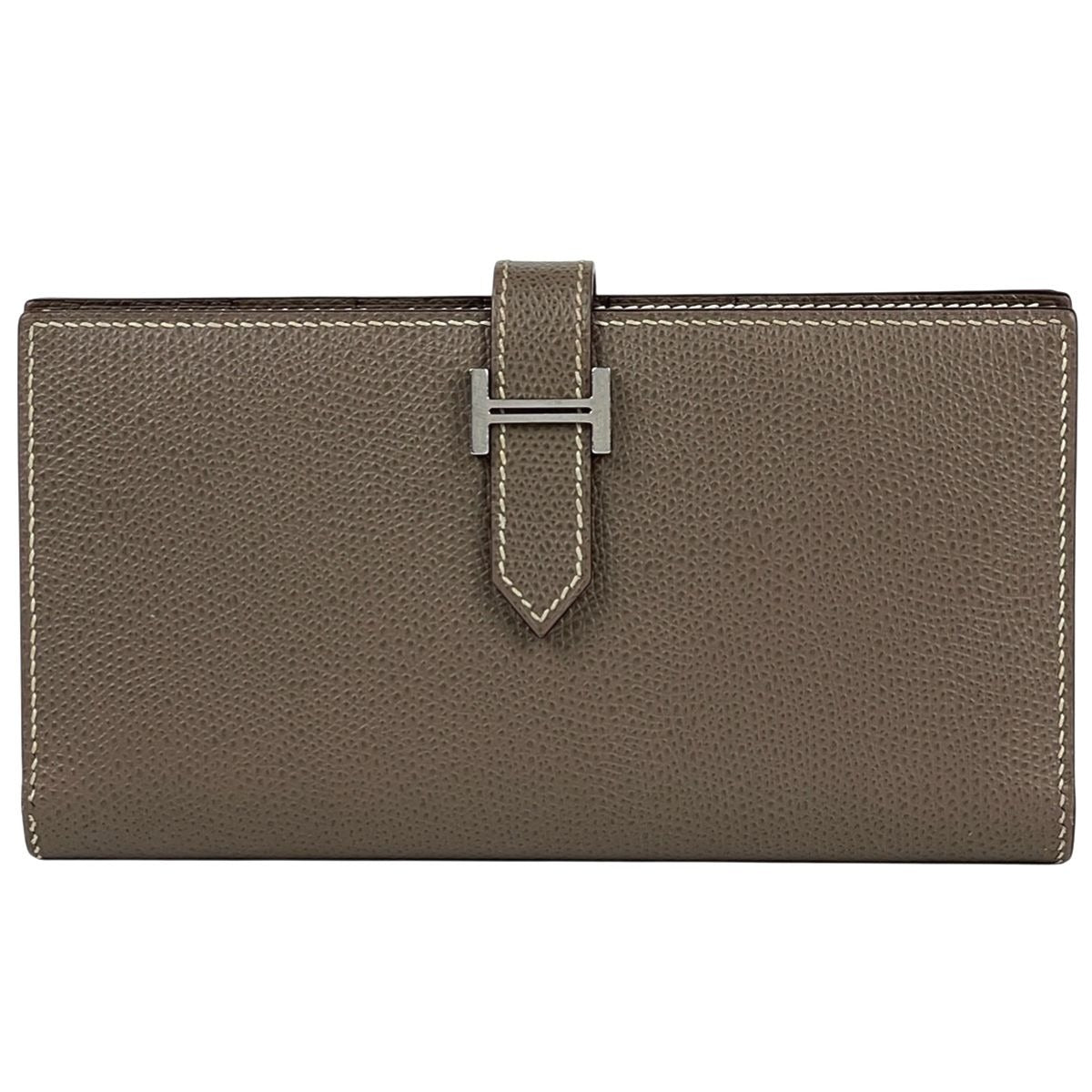Hermes Bearn Souffle Logo Bifold Wallet Veau Epsom Etoupe