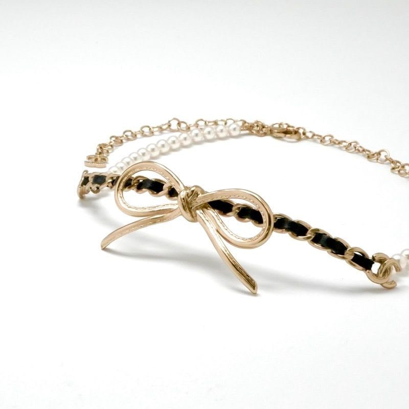 Chanel Choker Gold Coco Mark Ribbon Chain Lambskin — view 2