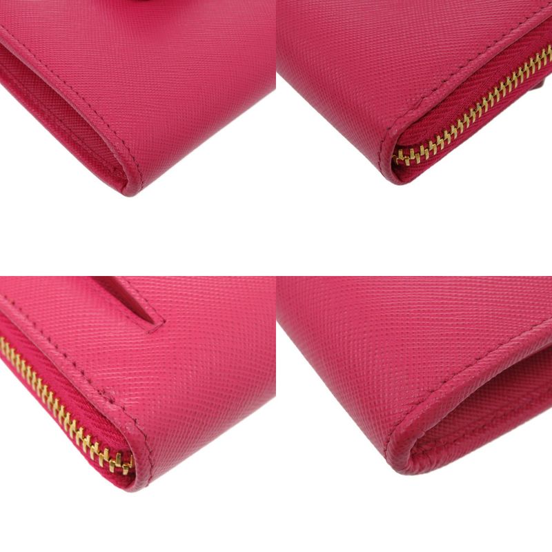 Prada Round Zipper Ribbon 1 M0506 Leather Saffiano Peonia 1211 Long — view 5