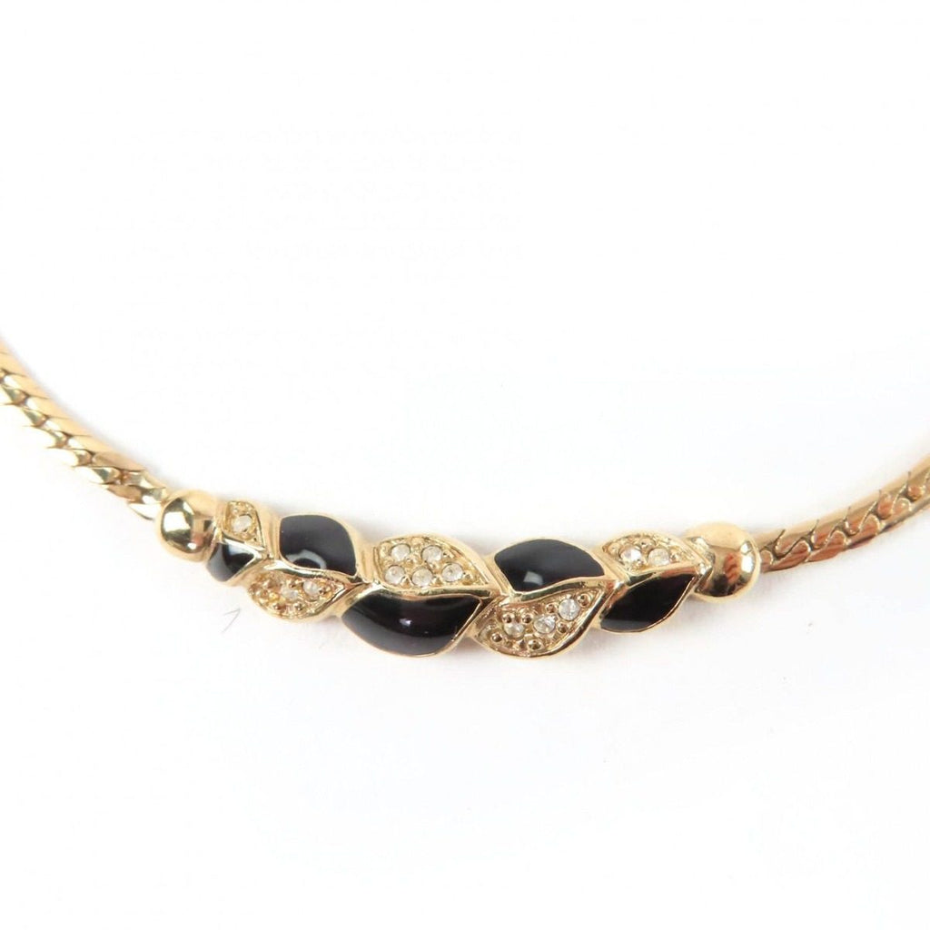 Dior Vintage Rhinestone Necklace Gold Black — view 3