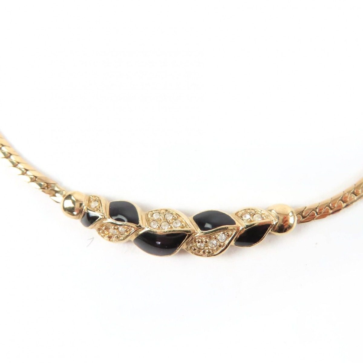 Dior Vintage Rhinestone Necklace Gold Black — view 3