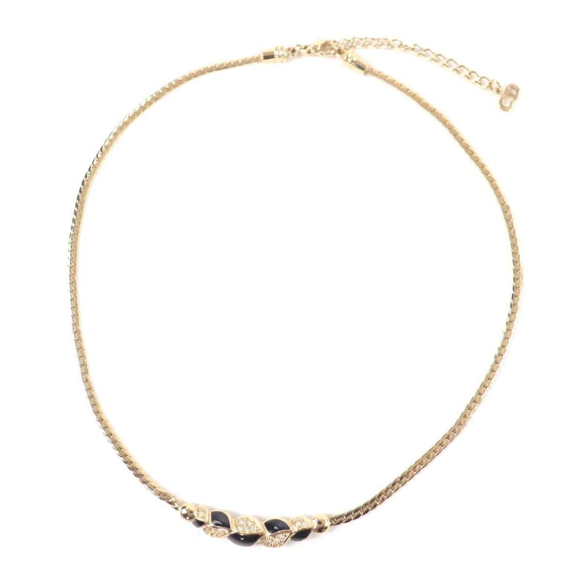 Dior Vintage Rhinestone Necklace Gold Black