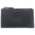 Prada Saffiano Triangle Leather Card Case Black