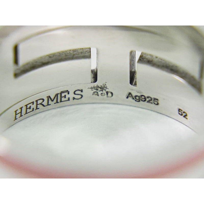Hermes Move Ash H Logo AG 925 Ring 52 12 Silver Pink Accessories — view 9