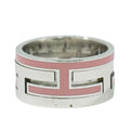 Hermes Move Ash H Logo AG 925 Ring 52 12 Silver Pink Accessories