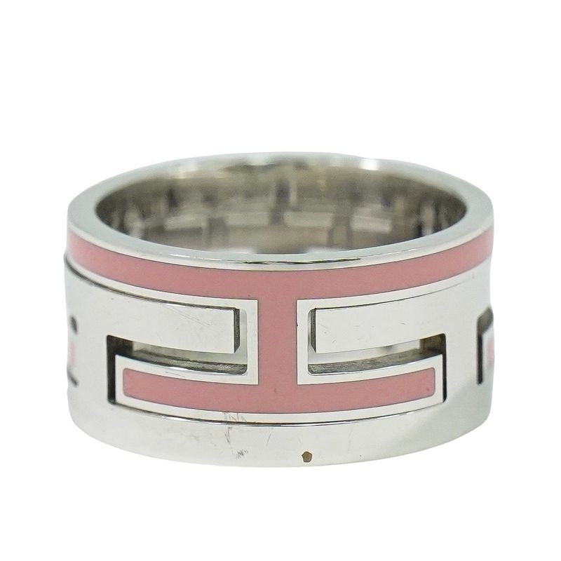 Hermes Move Ash H Logo AG 925 Ring 52 12 Silver Pink Accessories