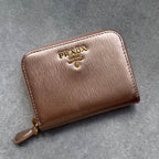 Prada Round Zipper Coin Case Card Viteromove Saffiano Pink Gold Box — view 6
