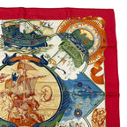 Hermes Scarf Carre 90 Pau Dela Des Cinq Mers Beyond the Five Seas Silk Red — view 4