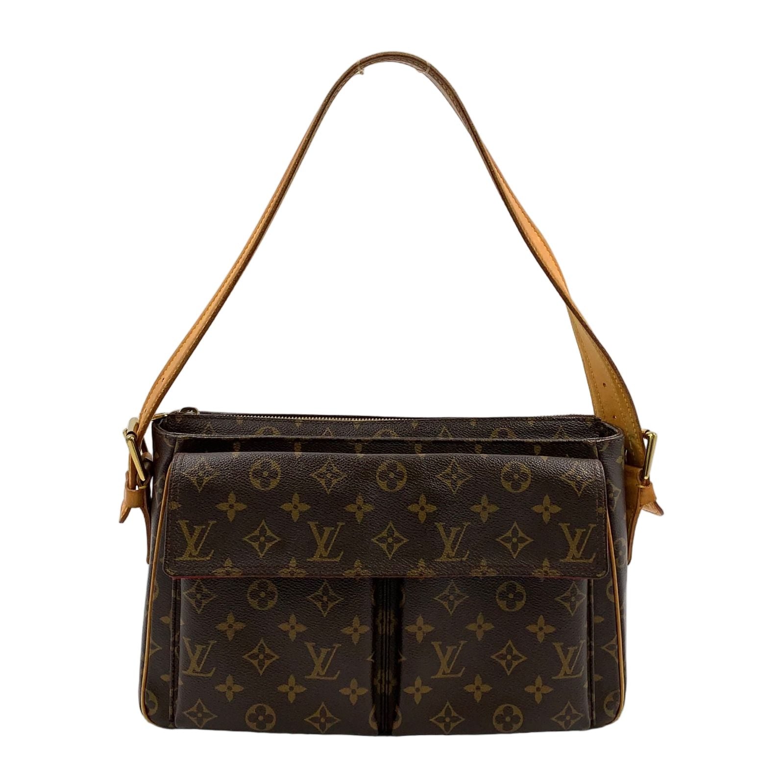 Louis Vuitton Viva Cite GM Monogram Leather Brown Shoulder Bag Gold