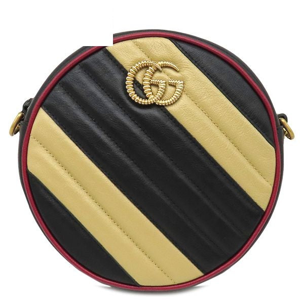 Gucci Shoulder Bag GG Marmont Round Leather Black Beige Red Gold Chain