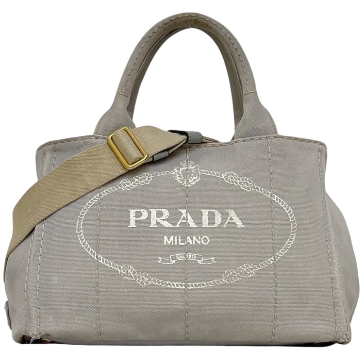 Prada Tote 2-Way Canapa 180 Canvas Gray