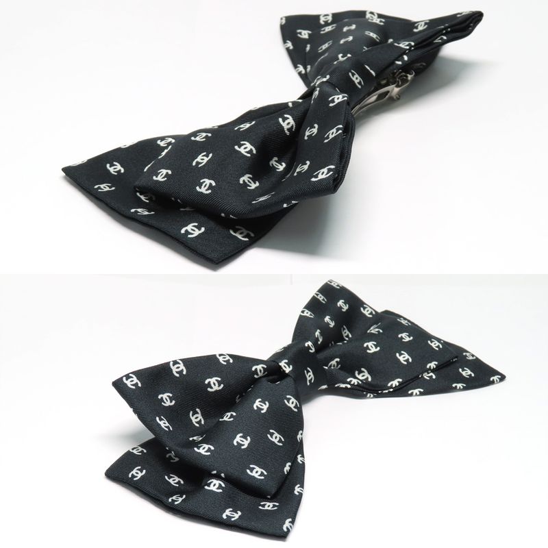 Chanel Barrette Aaa821 25 P Coco Mark Ribbon Black Silk Hair Accessory — view 4
