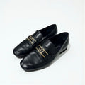 Louis Vuitton Upper Case Line Loafers Leather Shoes Black Gold LV Logo