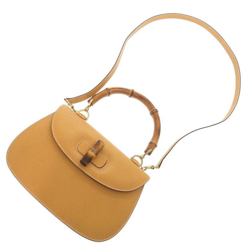 Gucci 2-Way Bamboo 000 1364 0633 Leather Yellow Handbag 0145 — view 7