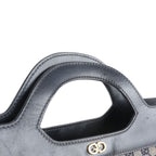 Gucci GG Canvas Leather Handbag Tote Navy — view 2