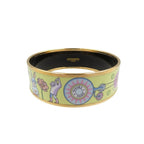 Hermes Emile GM Bracelet Tea For Two Cloisonne Metal Yellow Bangle 0242