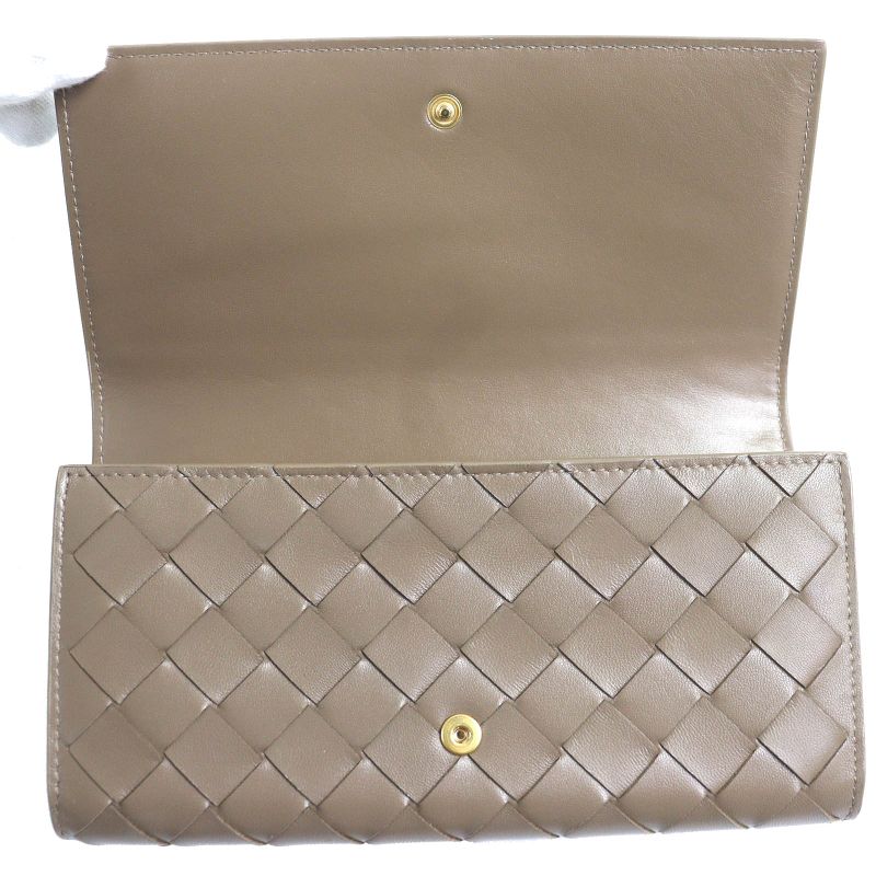Bottega Veneta Intrecciato Flap Wallet Bifold Leather Long Brown Storage — view 6