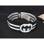 Gucci Interlocking Polyester Rubber Thread Headband Hair Black