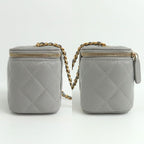 Chanel Small Vanity Case Ap1447 Lambskin Gray Gdhardware Chain — view 4