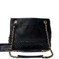 Chanel Lambskin Shoulder Bag Gold Black