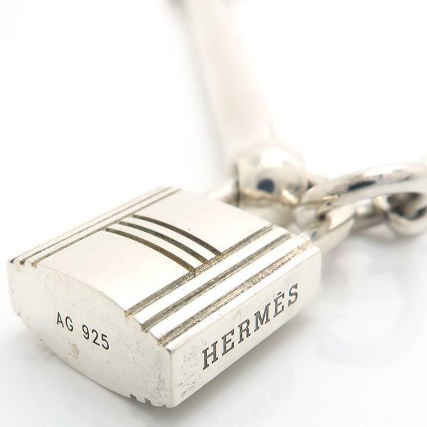 Hermes Cadena SV Necklace AG 925 Vintage Silver Box Padlock Bar — view 5