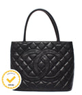 Chanel Tote Silver Quilted Caviar Leather Reprint CC Logo