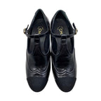 Chanel Heel Pumps Mary Jane 37 1 2 Size Leather Coco Mark Black — view 5