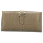 Hermes Bearn Souffle Ficelle Lycee Wallet Card Case Beige Silver