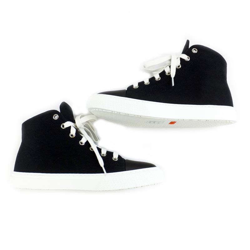 Hermes Iriko High Cut Sneakers Description 38 Black White Cotton — view 5