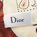 Christian Dior Scarf Silk White Red Paisley Bird Large Size — view 6