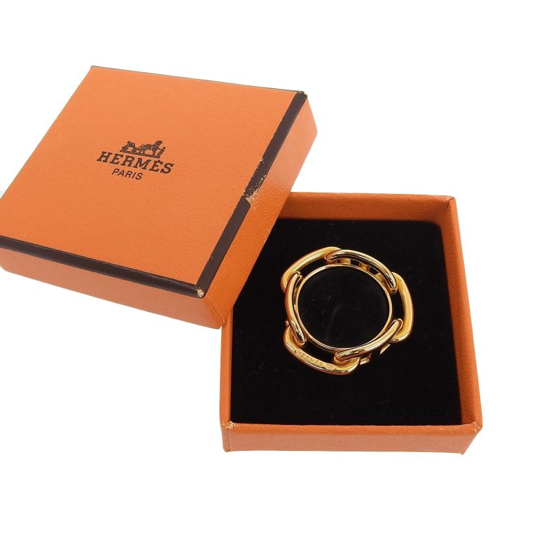 Hermes Lugate Chaine D'ancre Scarf Ring Gold Large — view 2
